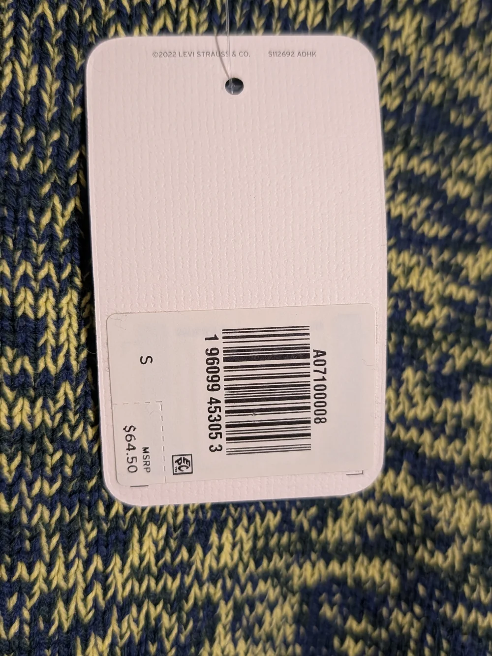 Levi's Men's Navy and Green Marled Crewneck Sweater